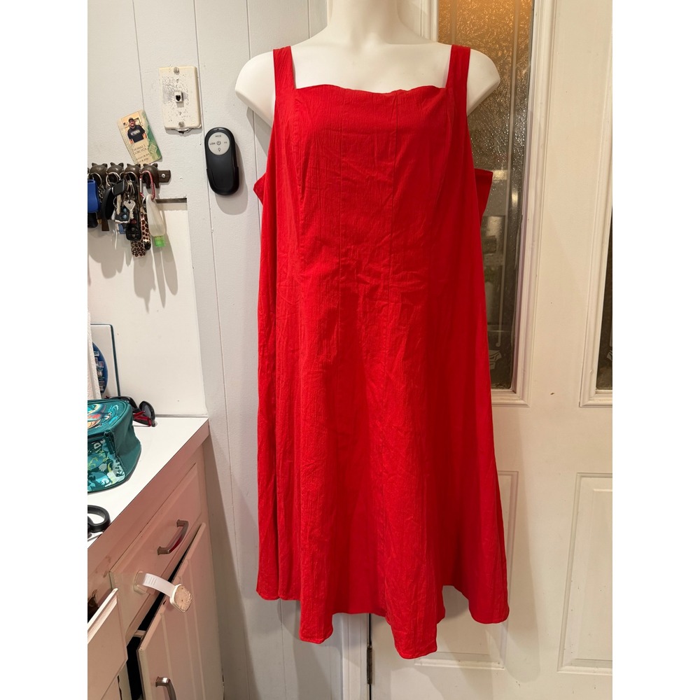 Torrid Belle Isle Square Neck Fit Flare Tea Dress Racing Red 22 43740425 NWT
